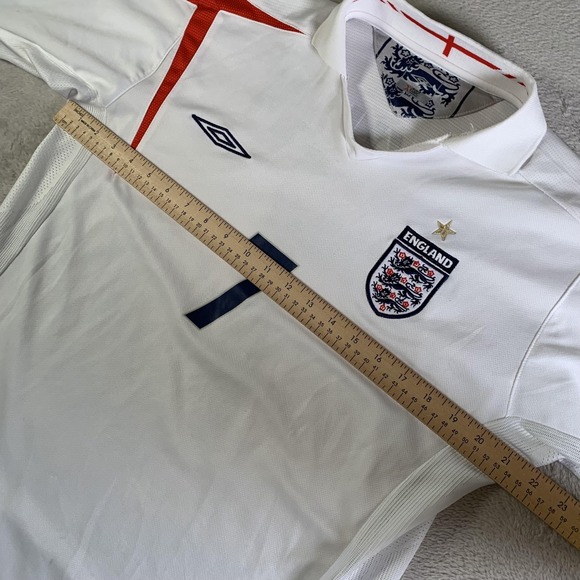 England National Team Shirt Jersey Mens L White Soccer Umbro Beckham Home Static - Picture 5 of 15